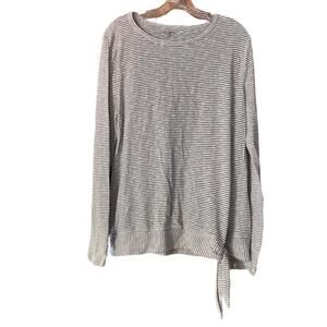 Loft Outlet Pullover Horizontal‎ Striped Long Sleeve Blouse Tie At Waist XL New